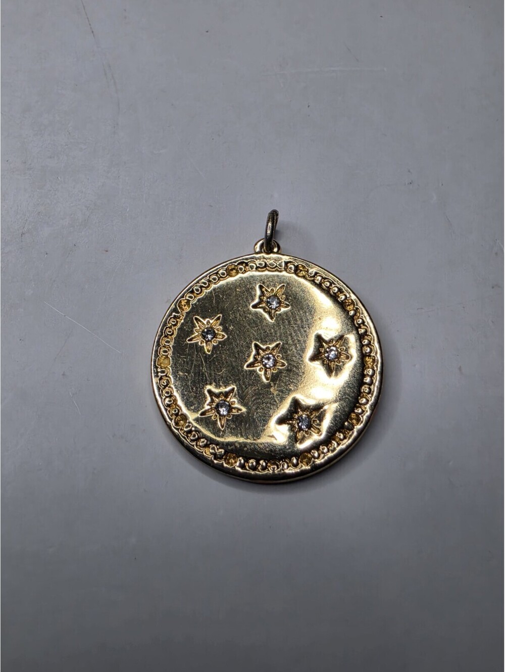 Vintage Gold Tone Celestial Star Medallion Pendant Only